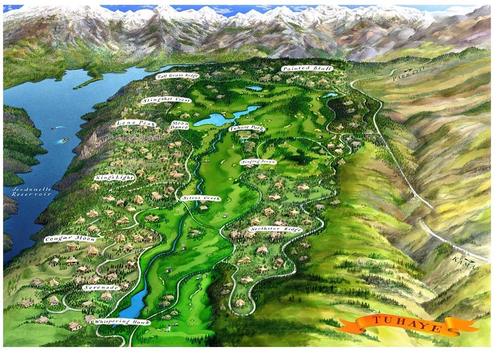 Lipman Advertising NY : Talisker Holiday Development . Tuhaye Golf Course illustrated aerial view