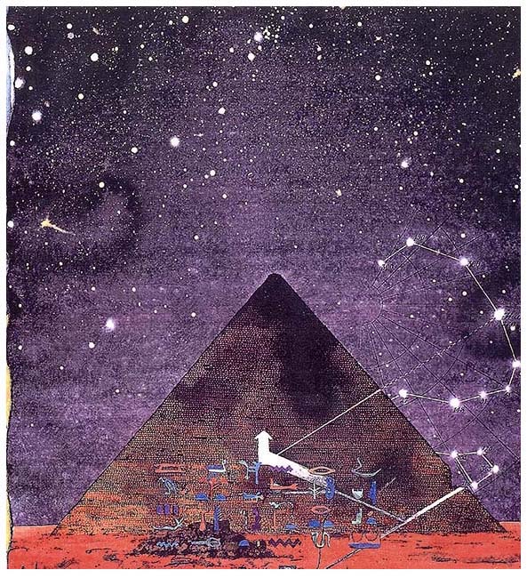 Chronicle Books | Pavilion : 'The Secret Language of the Stars and Planets' by Geoffrey Cornelius and Paul Devereux . Alignment of the Great Pyramid with celestial bodies
