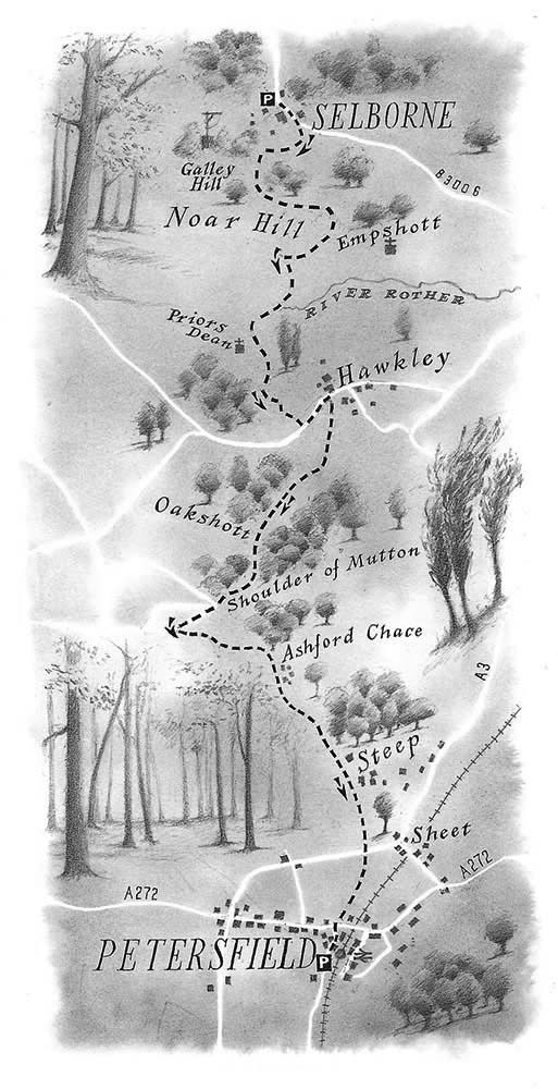 The Times Weekend Section : Selbourne to Petersfield illustrated walk map