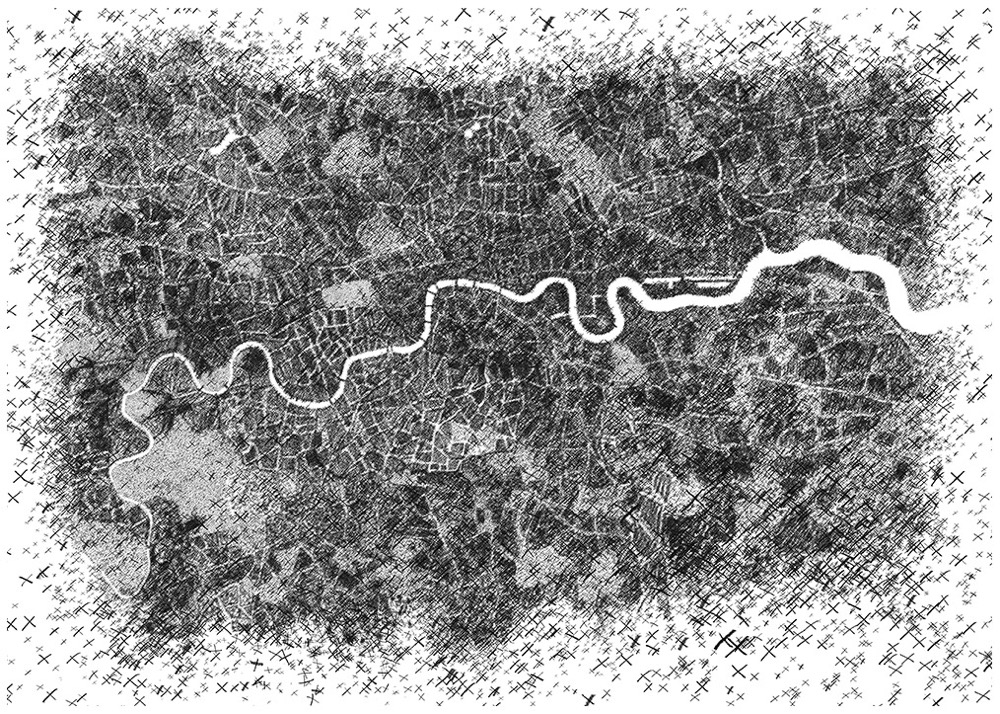 VCCP : Map of London made from voters' x's - to encourage citizens to vote, unused.