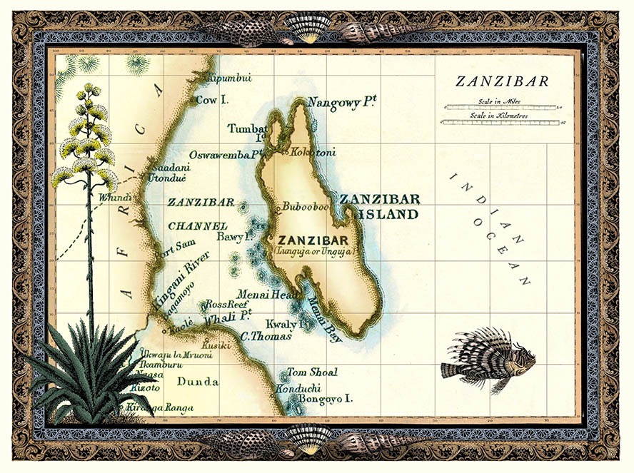 DDI Adwords, Sydney Australia . Illustrated map of Zanzibar