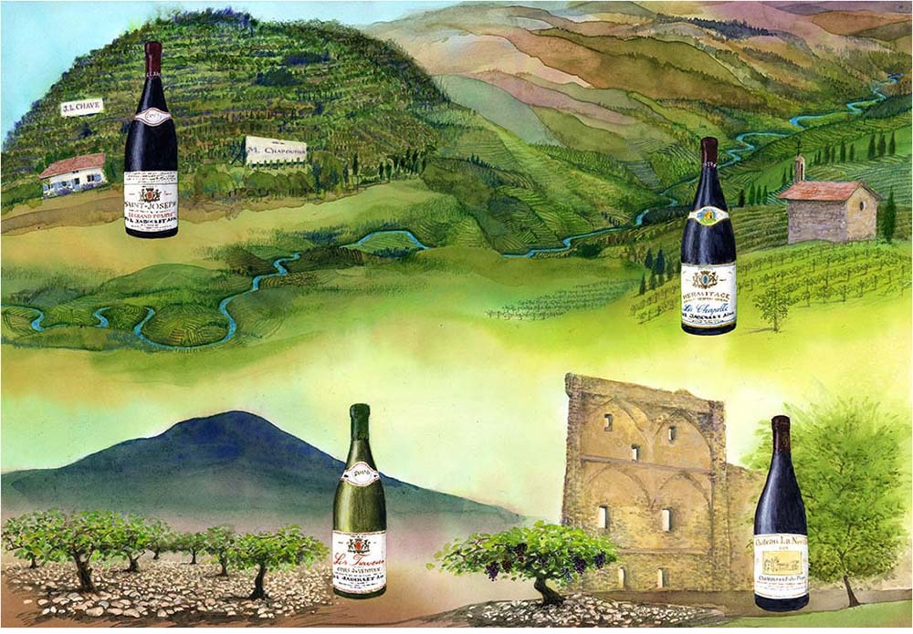 The Wine Society Catalogue : Wrap-around cover illustration of Burgundy Vineyards